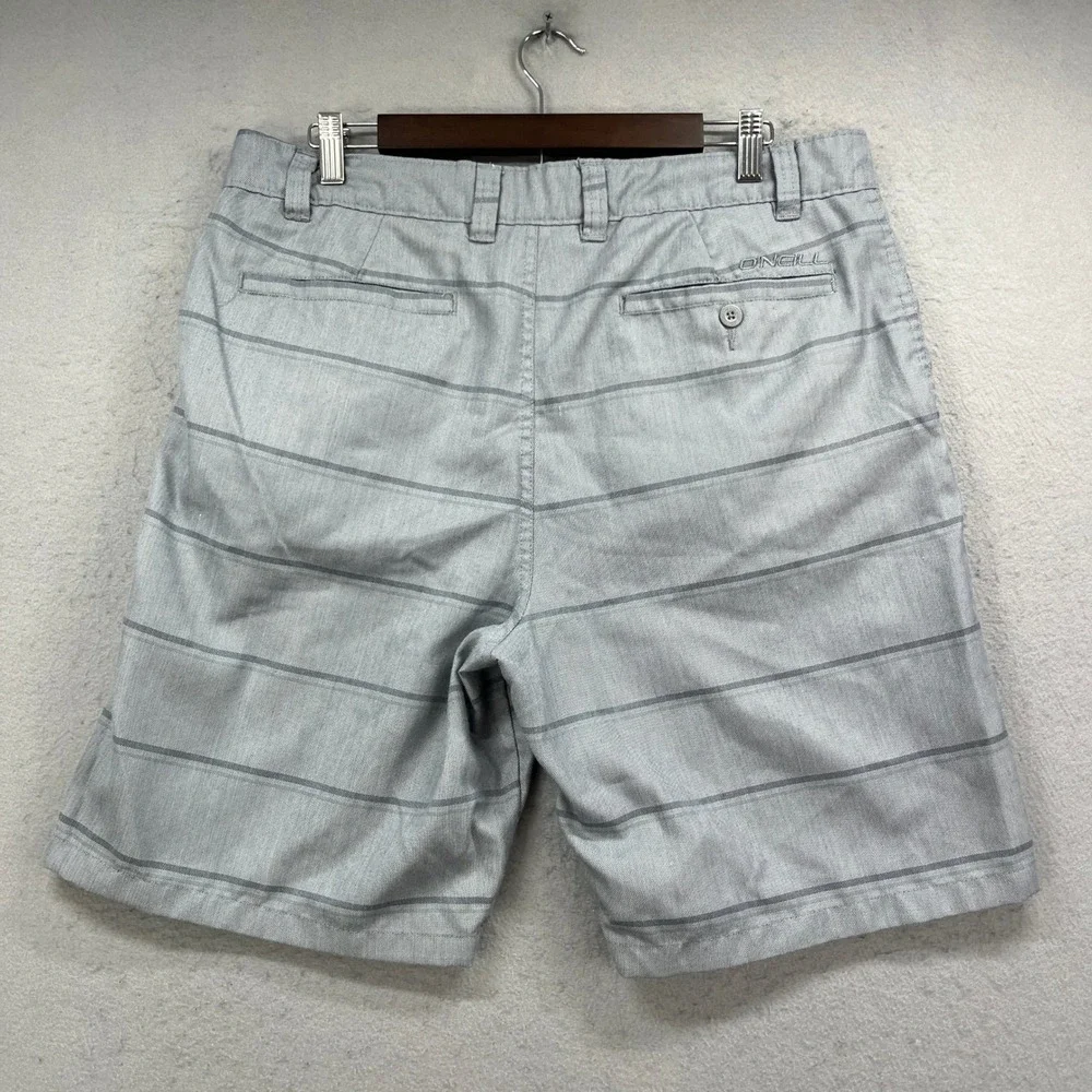 ONeill Hybrid Shorts Men 36 Gray Striped Chino Walk Casual Surf Beach Athleisure